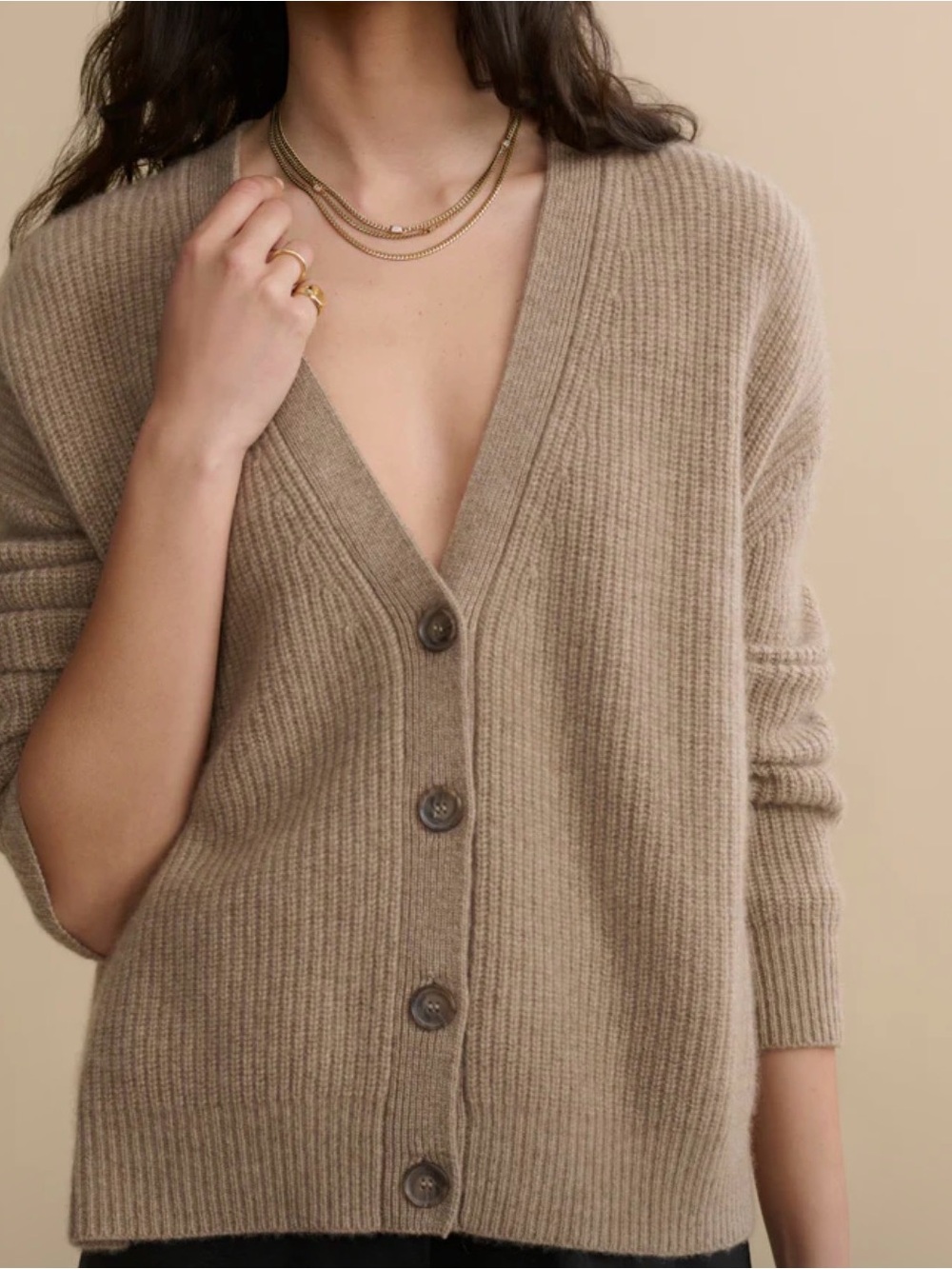 Jenni Kayne Cropped Cashmere Cocoon Cardigan - Beige